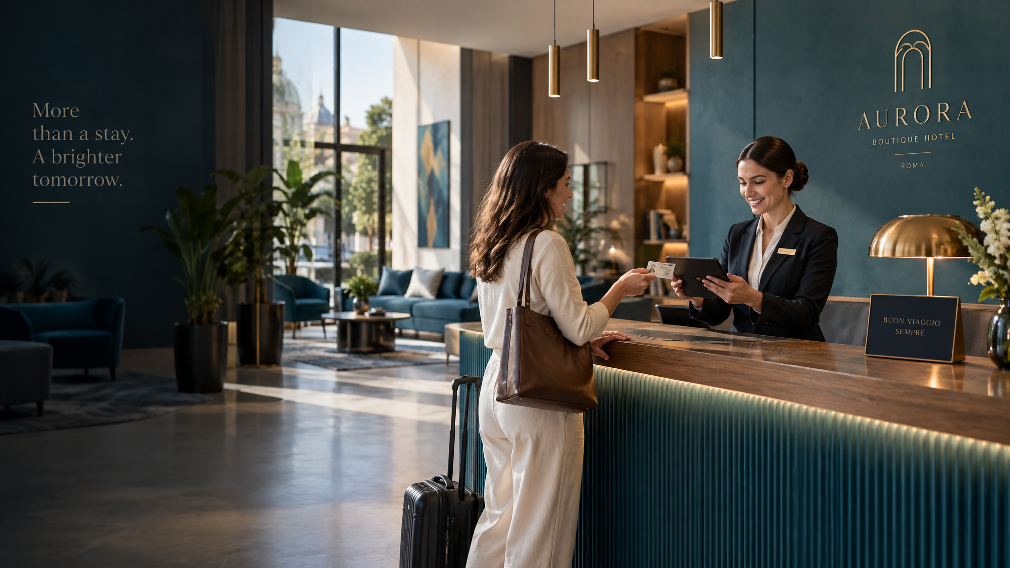Reception di una struttura ricettiva con check-in digitale